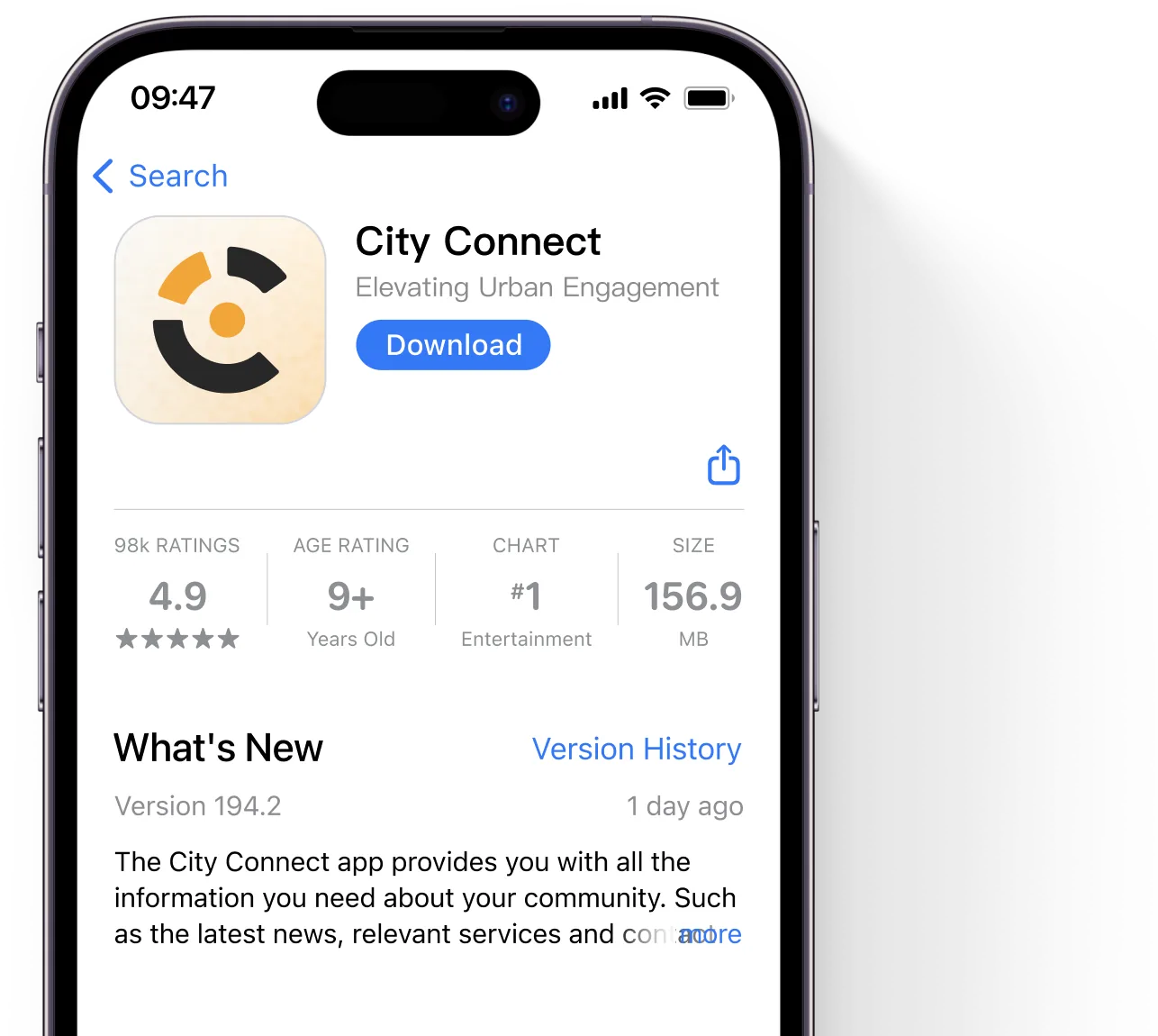 The City Connect app in the App Store